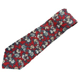 Elegant Floral Men's Tie in Red and Blue